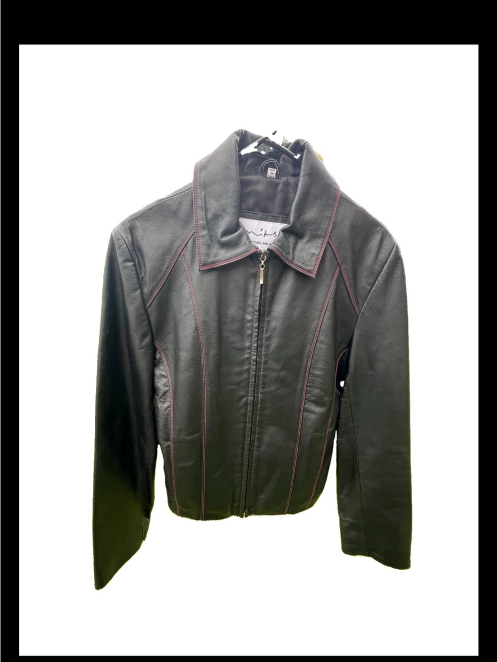 Mitsu New York Milan Paris, Women's Black Leather Jacket, Size Medium